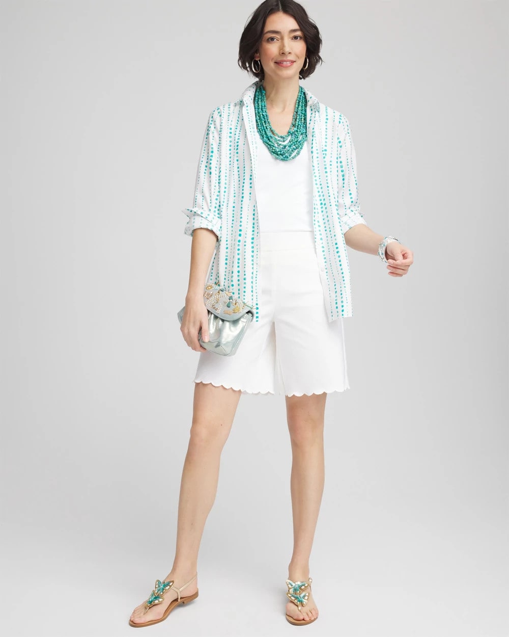 Brigitte™ Pull-On Scallop-Hem Shorts Alabaster - Chico's