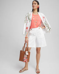 Sateen Tab-Front A-line Shorts Alabaster - Chico's