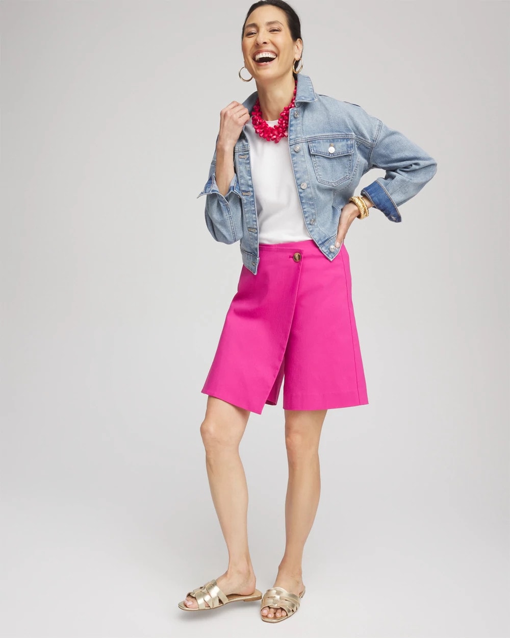 Brigitte™ Pull-On Asymmetrical Wrap Skort Crushed Berries - Chico's