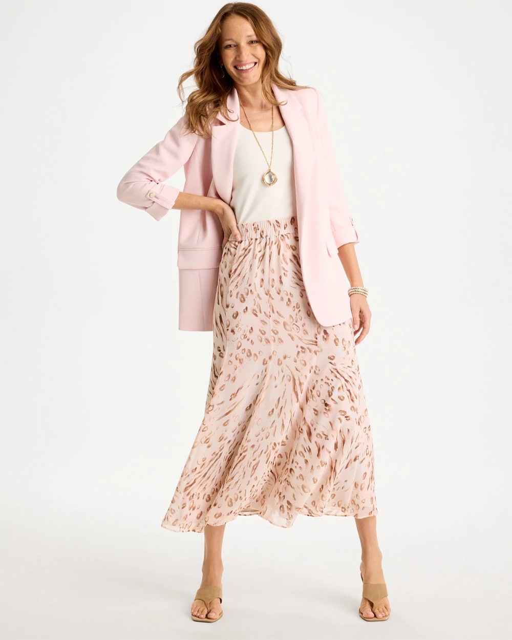Cheetah Pull-On Godet Skirt Sweet Blossom - Chico's