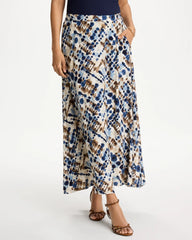 Faux Silk Printed Maxi Skirt Passport Blue - Chico's