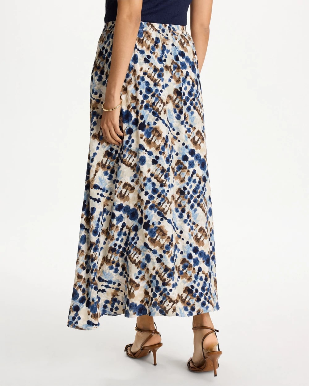 Faux Silk Printed Maxi Skirt Passport Blue - Chico's