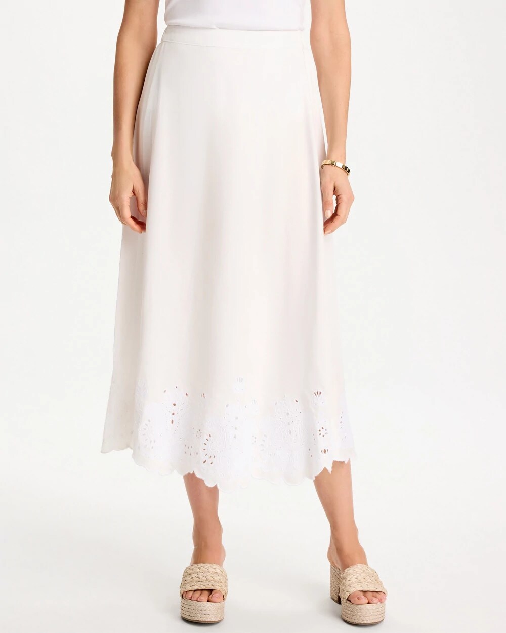 Alabaster Twill Embroidered Hem Skirt Alabaster - Chico's