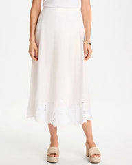 Alabaster Twill Embroidered Hem Skirt Alabaster - Chico's