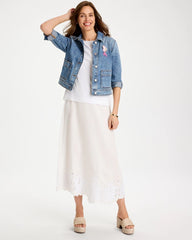 Alabaster Twill Embroidered Hem Skirt Alabaster - Chico's