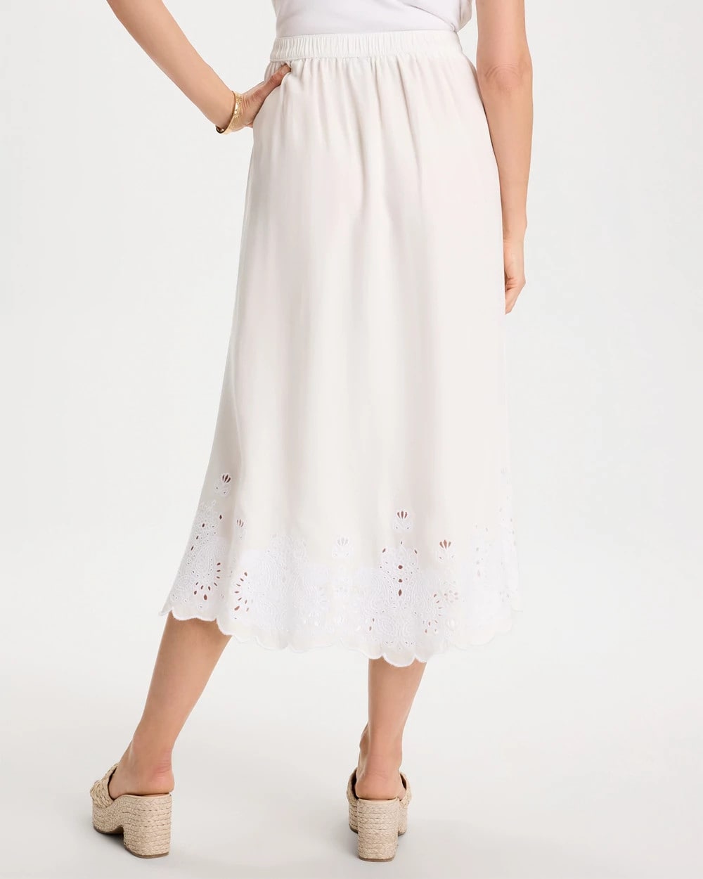 Alabaster Twill Embroidered Hem Skirt Alabaster - Chico's