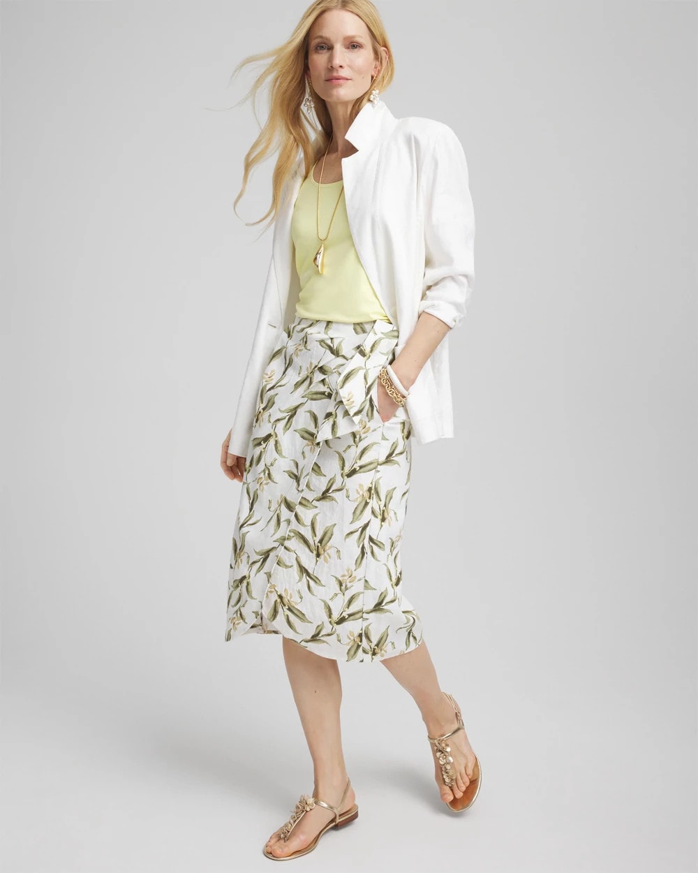 Linen Midi Wrap Skirt Alabaster - Chico's