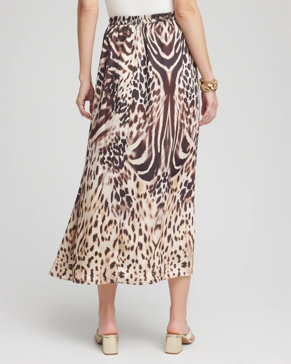 Animal Bengal Marks Faux Satin Skirt Black - Chico's