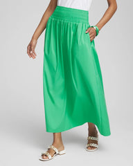 Poplin Smocked Waist Skirt Grassy Green - Chico's