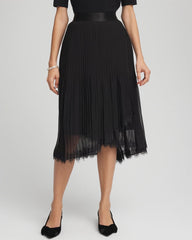 Pleated Lace Hem Midi Skirt Black - Chico's