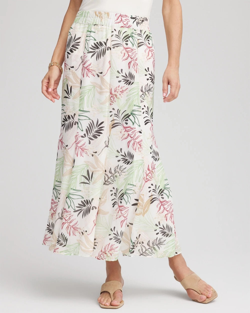 Floral Embroidered Crinkle Maxi Skirt Ecru - Chico's
