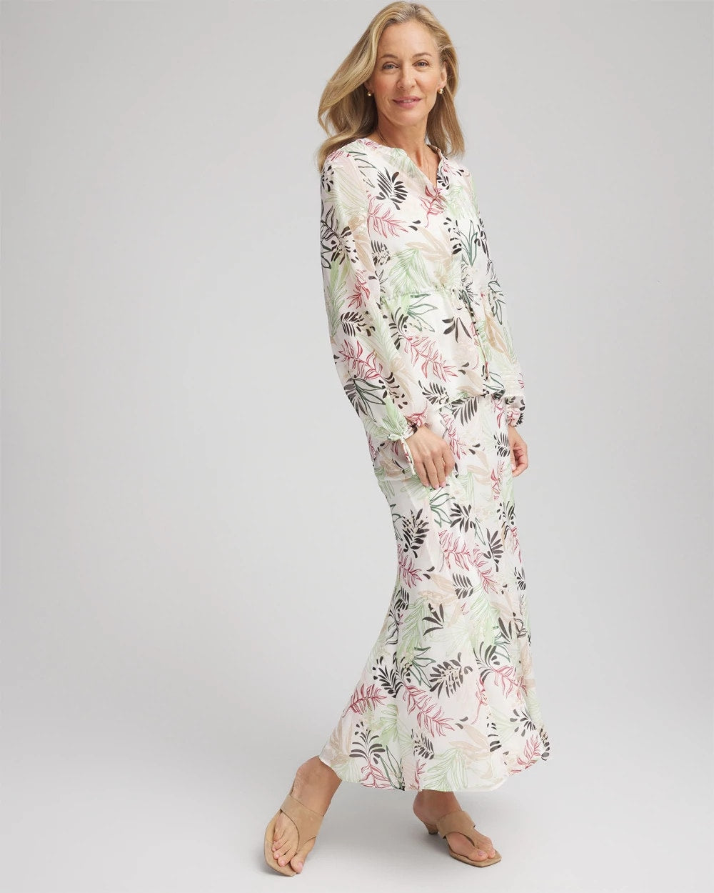 Floral Embroidered Crinkle Maxi Skirt Ecru - Chico's