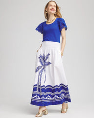 Tropical Smocked Waist Pull-On Skirt Alabaster - Chico's