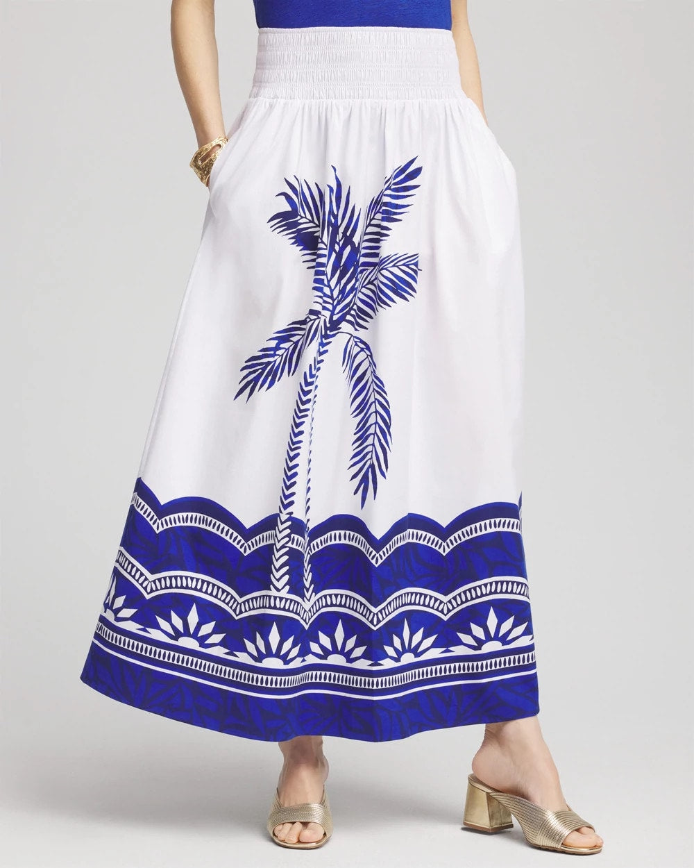Tropical Smocked Waist Pull-On Skirt Alabaster - Chico's