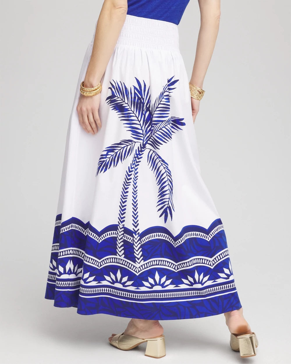 Tropical Smocked Waist Pull-On Skirt Alabaster - Chico's