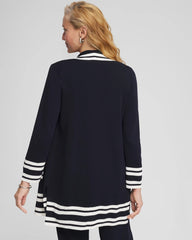 Travelers™ Contrast Border Cardigan Travelers India Ink - Chico's