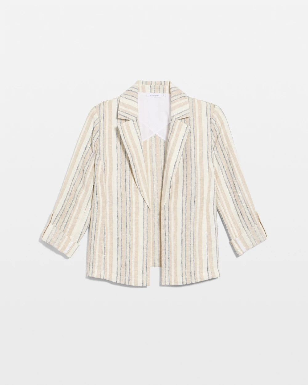 Striped Linen Roll Sleeve Blazer Neutral - Chico's