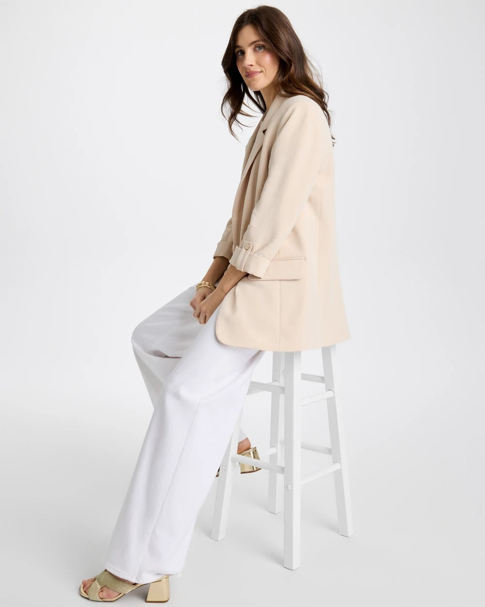 Boyfriend Crepe Blazer Pale Sand - Chico's