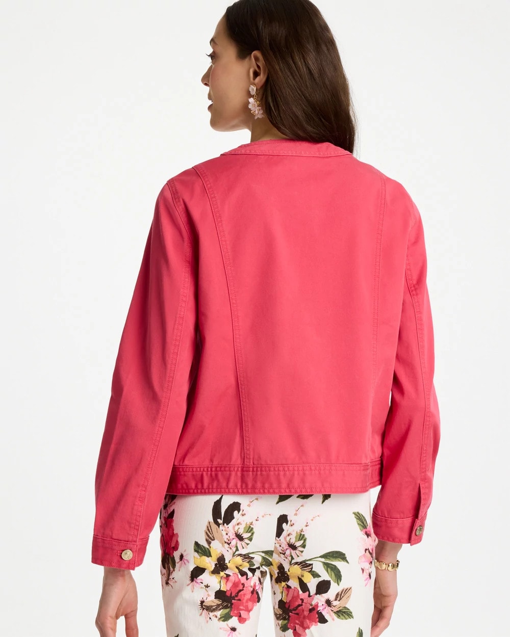 Collarless Twill Box Jacket Hot Honeysuckle - Chico's