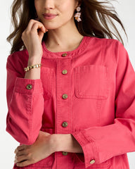 Collarless Twill Box Jacket Hot Honeysuckle - Chico's