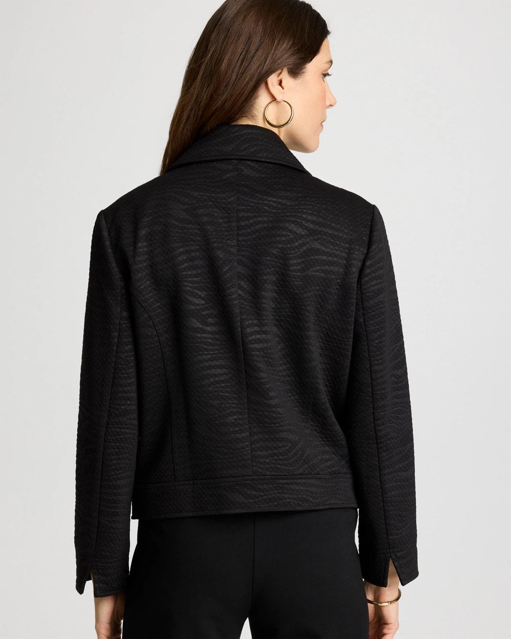 Embossed Knit Moto Jacket Black - Chico's