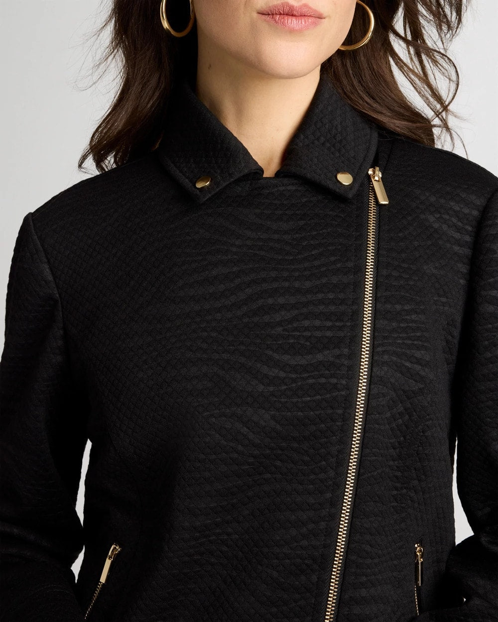 Embossed Knit Moto Jacket Black - Chico's