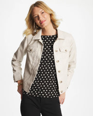 Faux Leather Trucker Jacket White Truffle - Chico's