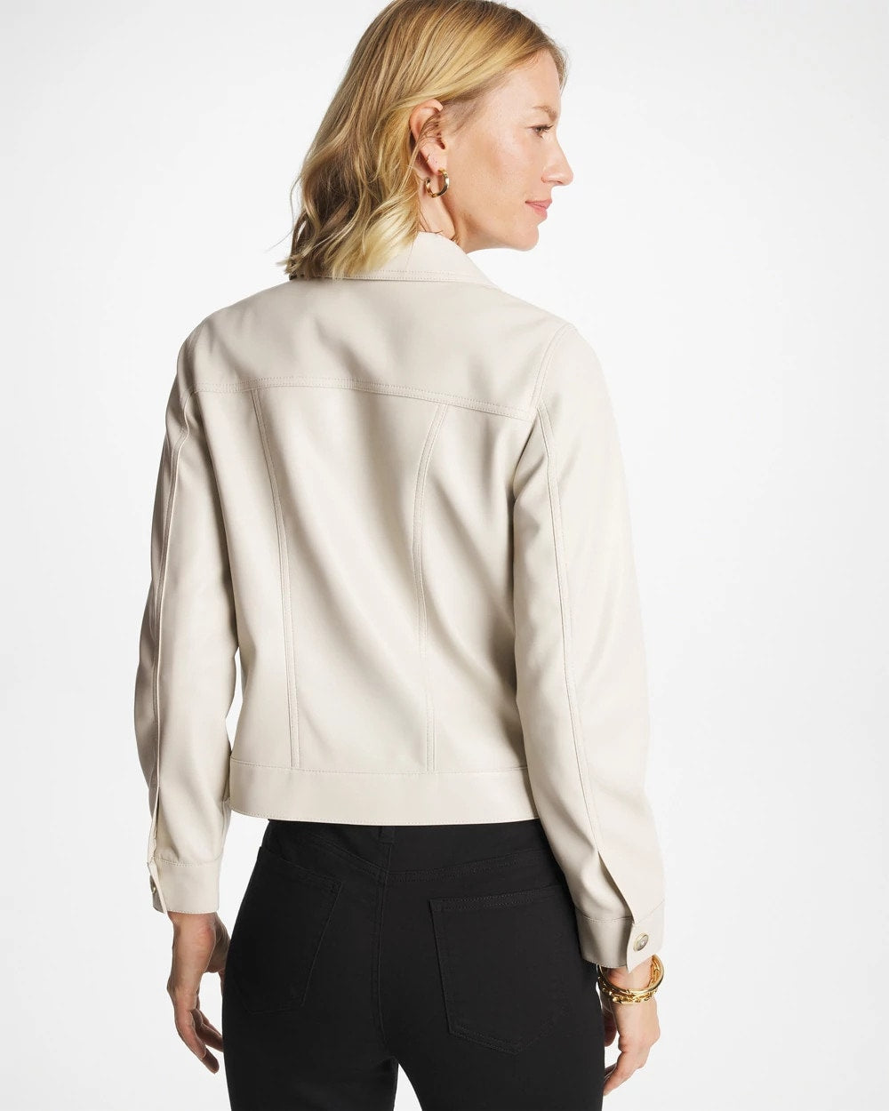 Faux Leather Trucker Jacket White Truffle - Chico's