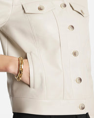 Faux Leather Trucker Jacket White Truffle - Chico's