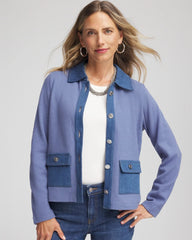 Denim Colorblock Marl Shirt Jacket Blue Lotus - Chico's