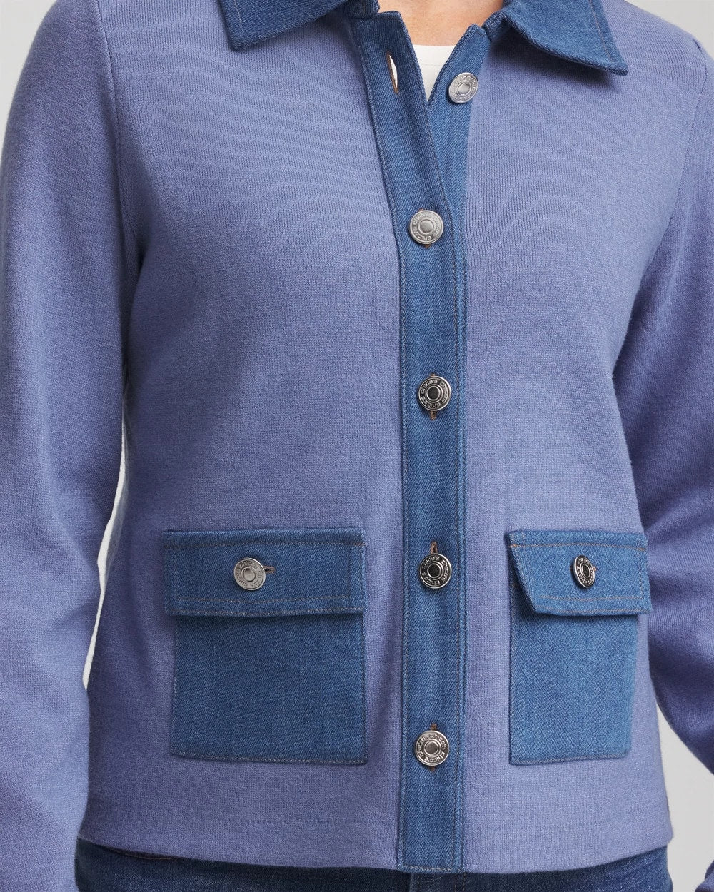 Denim Colorblock Marl Shirt Jacket Blue Lotus - Chico's