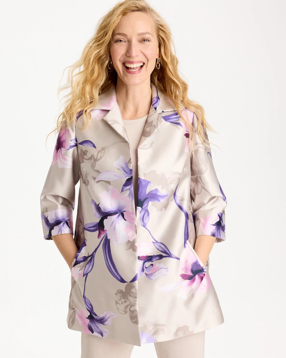 Travelers™ Collection Iris Collared Long Jacket Rich Amethyst - Chico's
