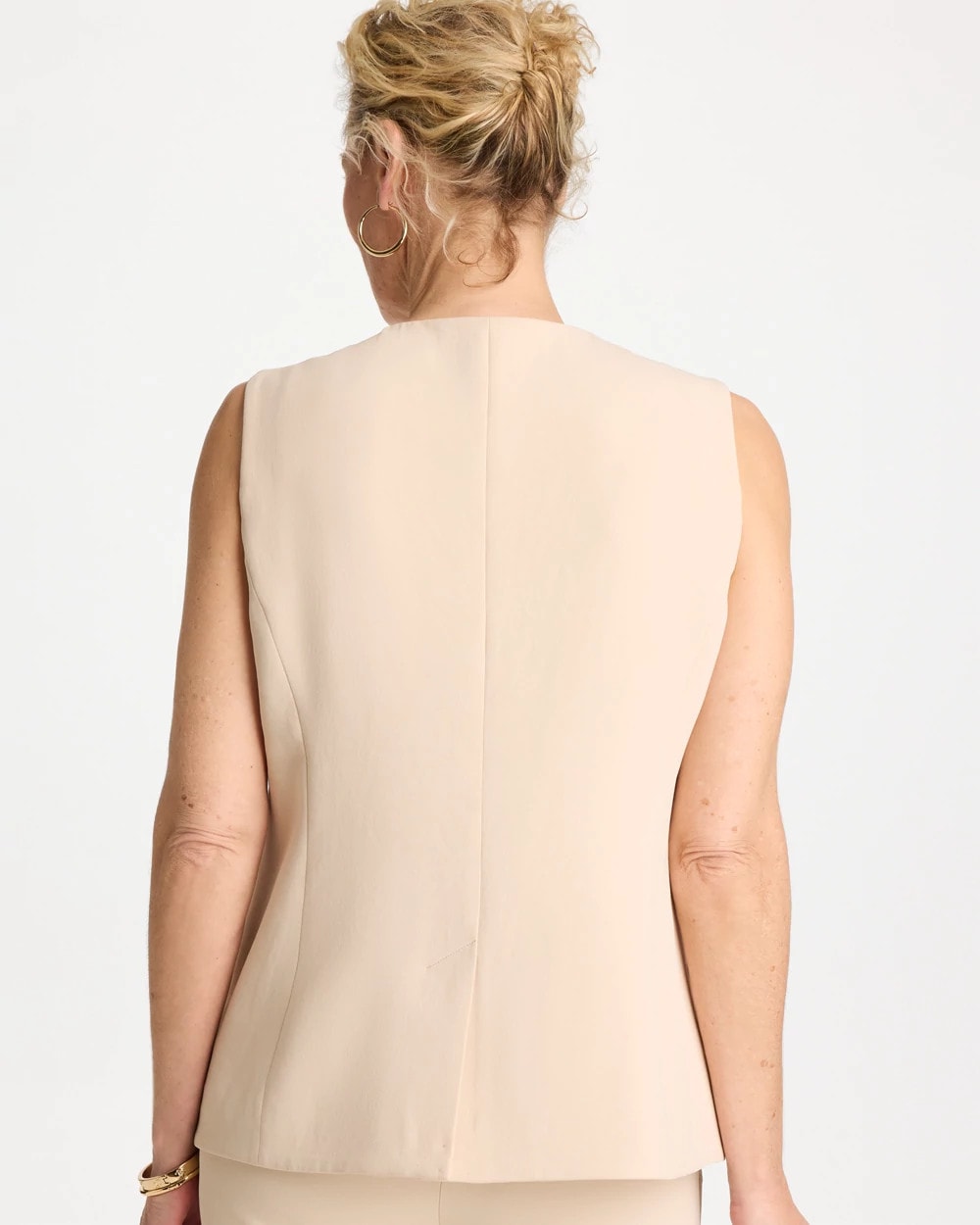 Split Hem Crepe Vest Pale Sand - Chico's