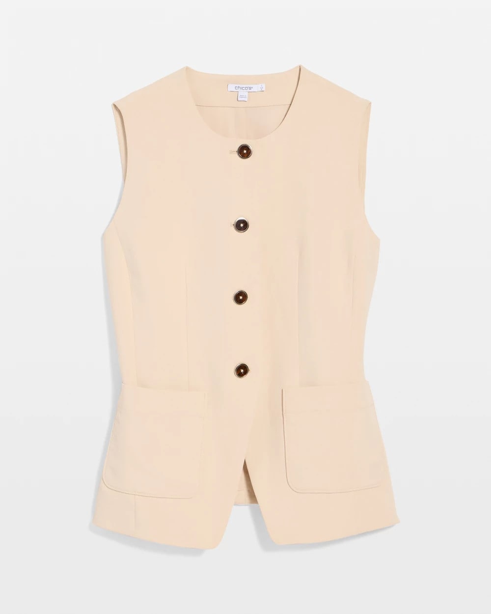 Split Hem Crepe Vest Pale Sand - Chico's