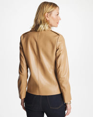 Faux Leather Moto Jacket Creme Coffee - Chico's