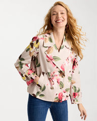 Cotton-Stretch Floral Trench Coat Smokey Taupe - Chico's