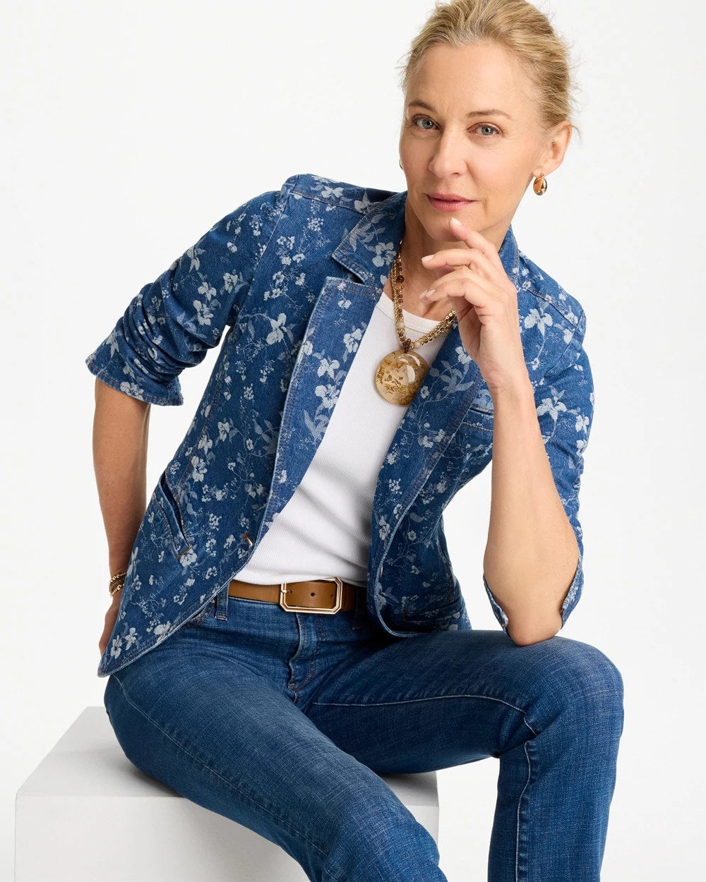 Jacquard Denim Blazer Indigo - Chico's