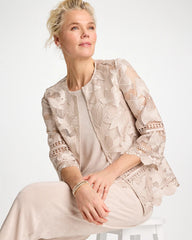 Travelers™ Collection Scallop Lace Jacket Smokey Taupe - Chico's