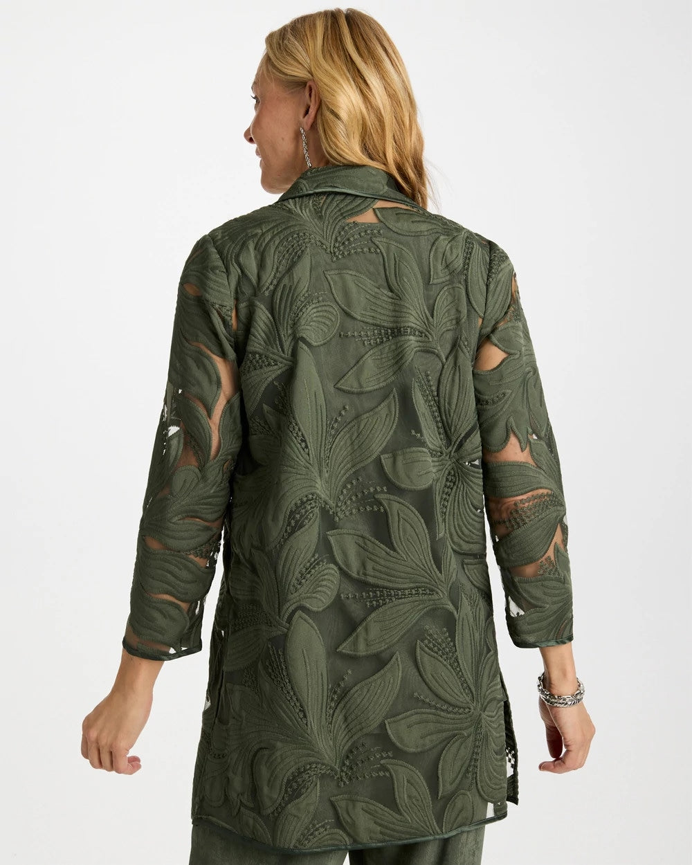 Travelers™ Collection Applique Embroidered Jacket Kelp Forest - Chico's