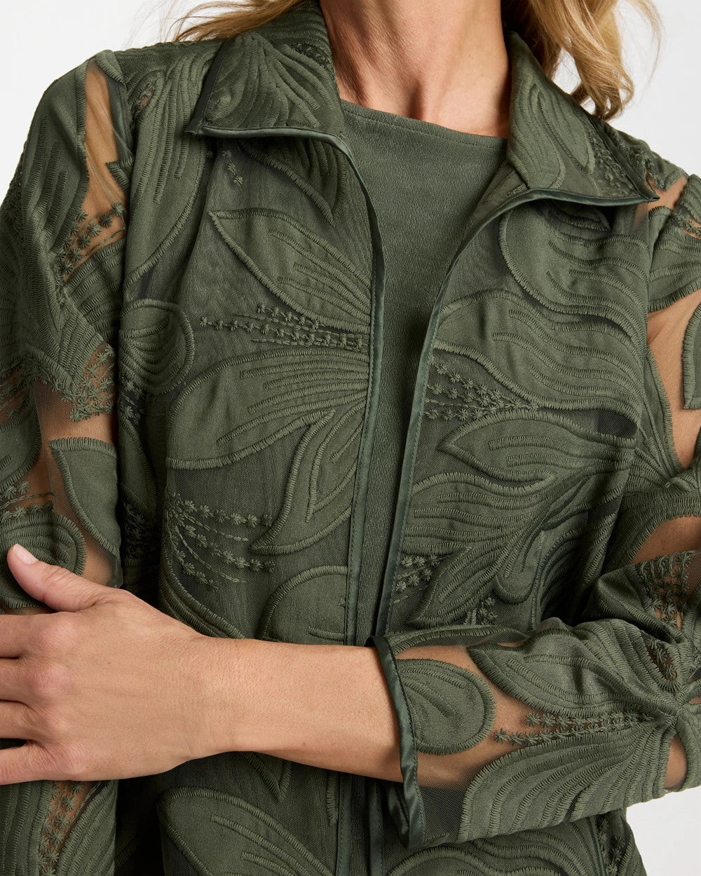 Travelers™ Collection Applique Embroidered Jacket Kelp Forest - Chico's