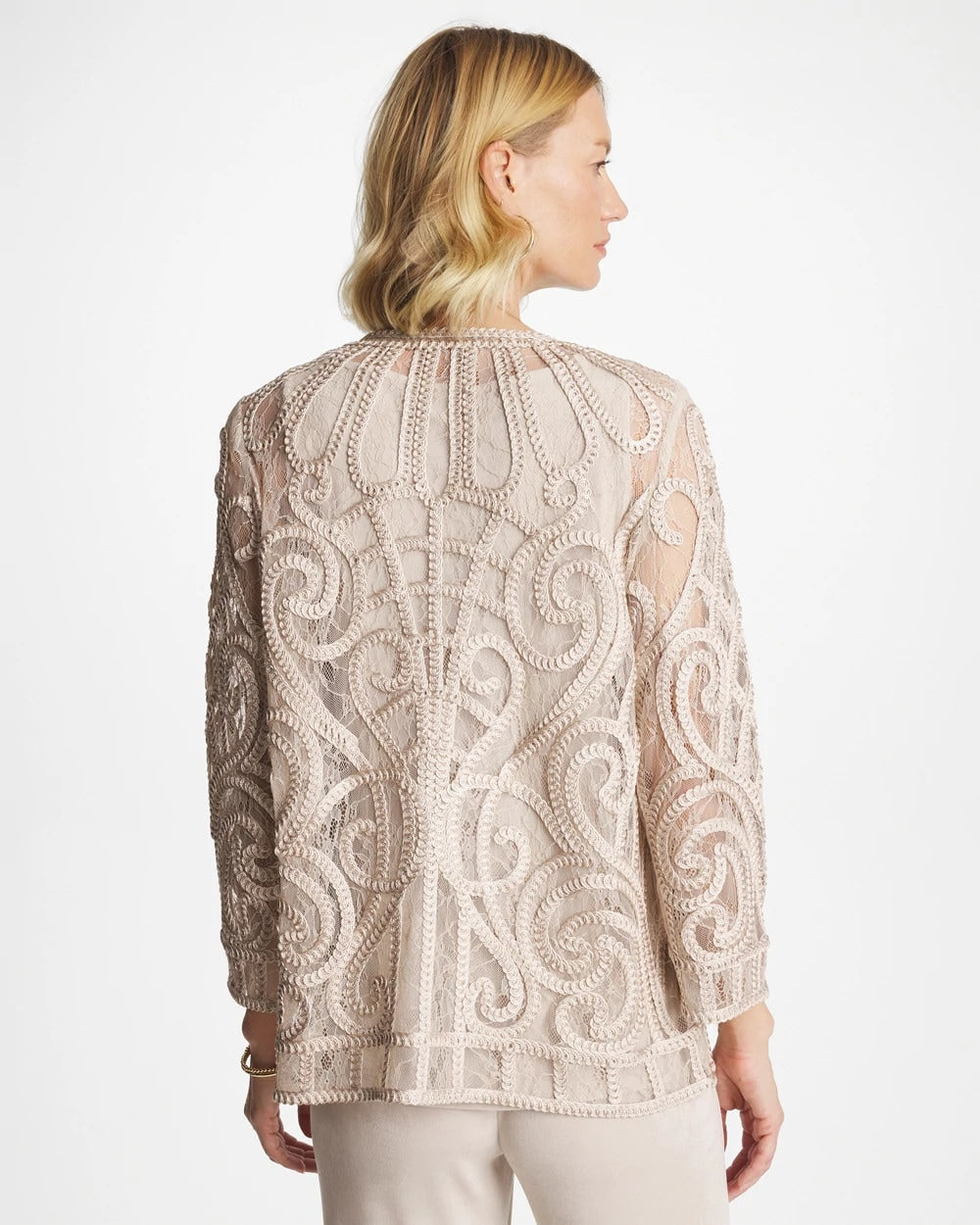 Travelers™ Short Embroidered Lace Jacket Smokey Taupe - Chico's