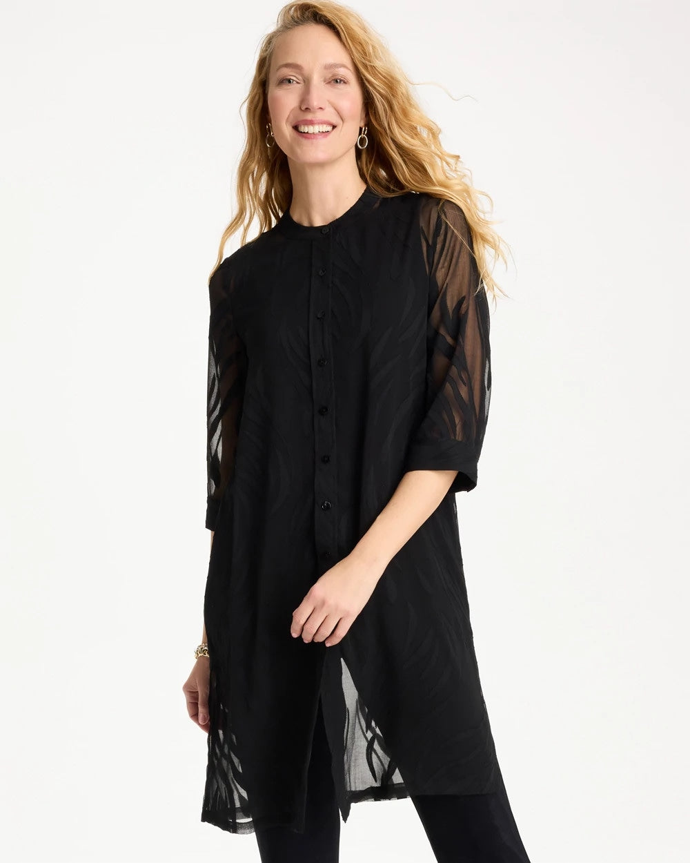 Travelers™ Collection Sheer Jacquard Topper Travelers Black - Chico's
