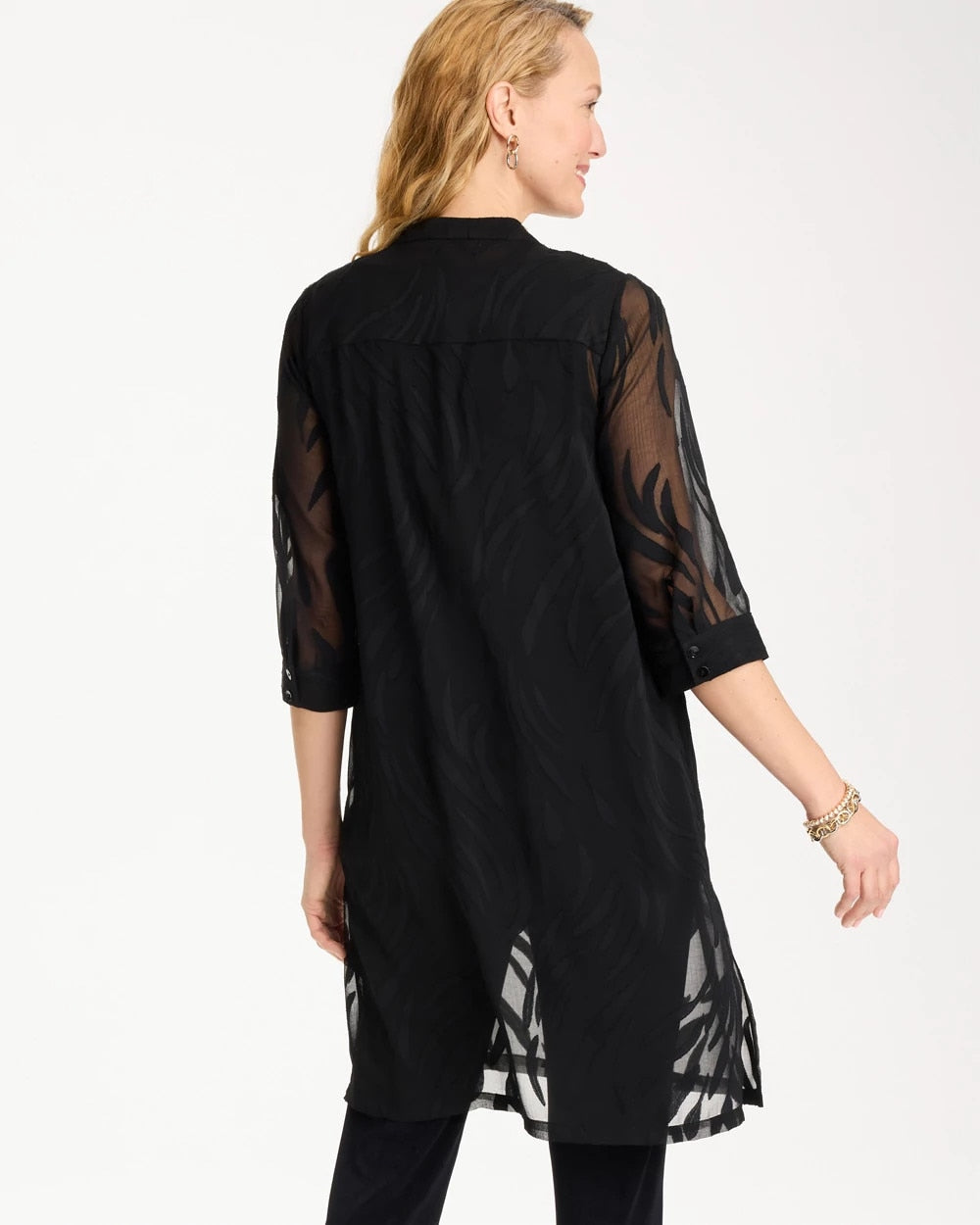 Travelers™ Collection Sheer Jacquard Topper Travelers Black - Chico's