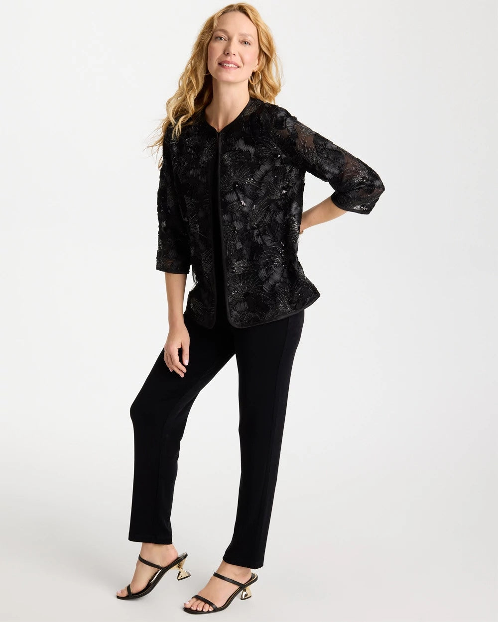 Travelers™ Collection Sequin Mesh Soutache Jacket Black - Chico's