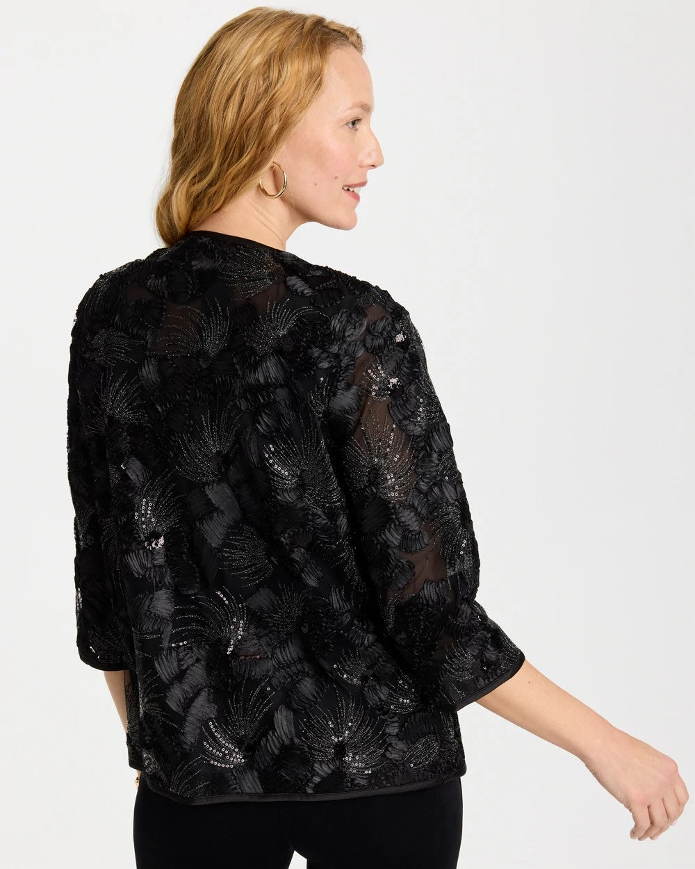 Travelers™ Collection Sequin Mesh Soutache Jacket Black - Chico's