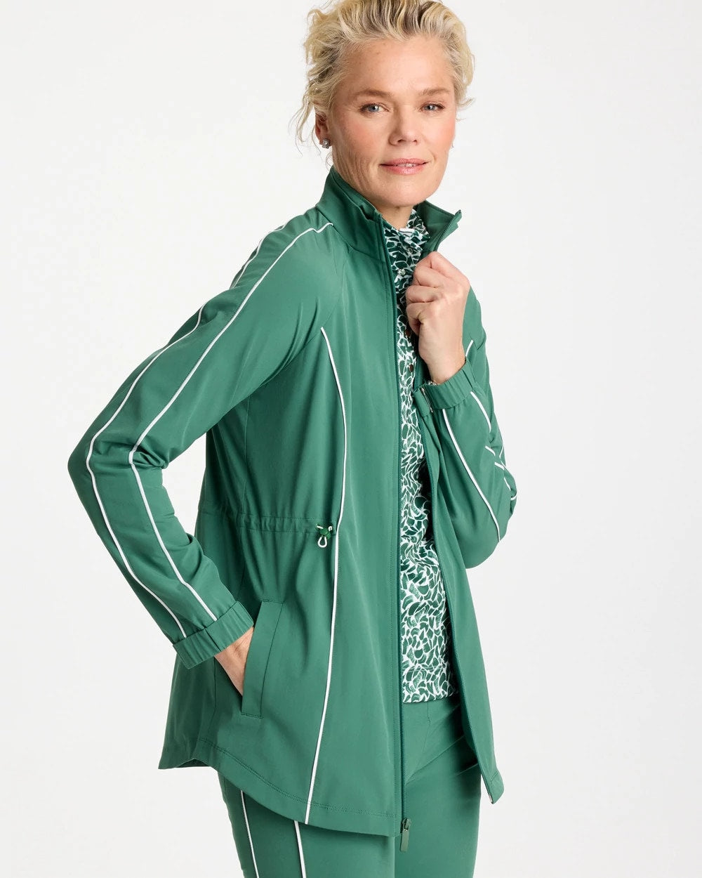 Zenergy® UPF Piping Anorak Jacket Water Lily Green - Chico's