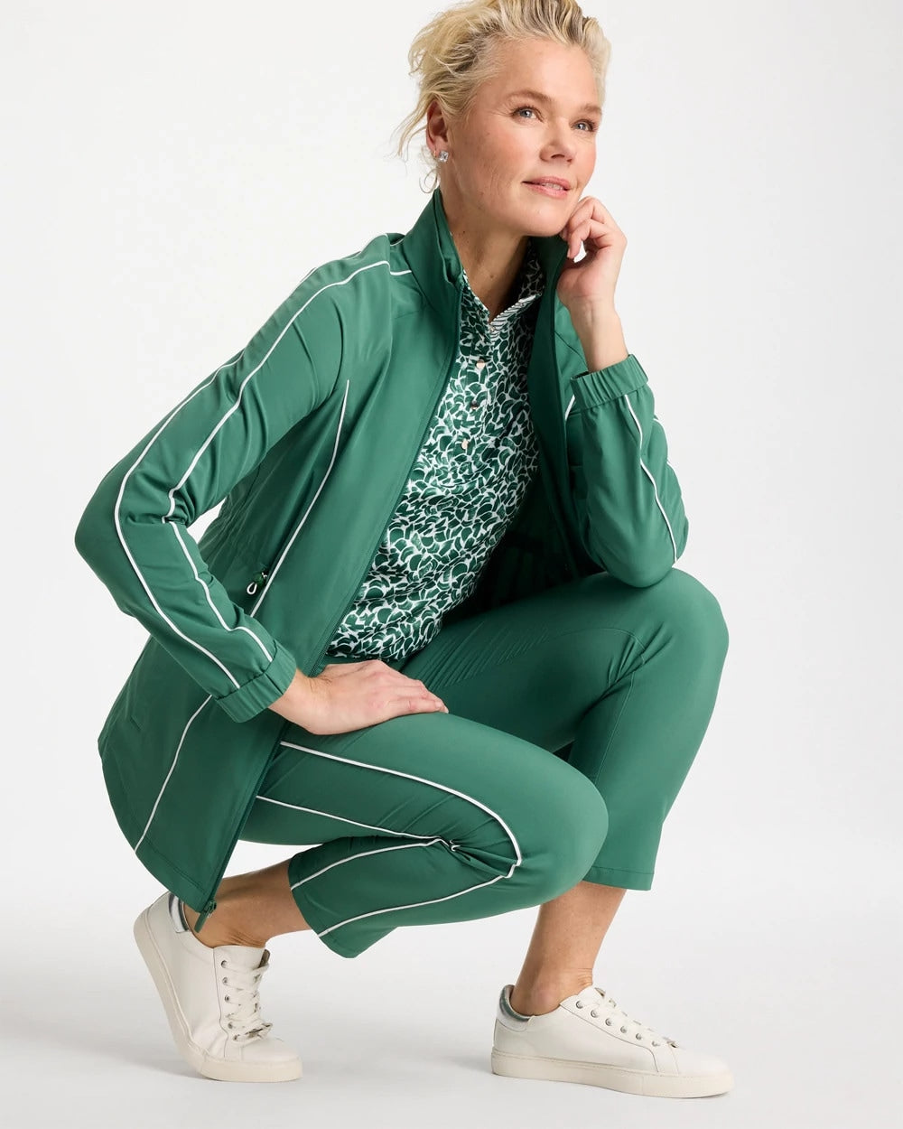 Zenergy® UPF Piping Anorak Jacket Water Lily Green - Chico's
