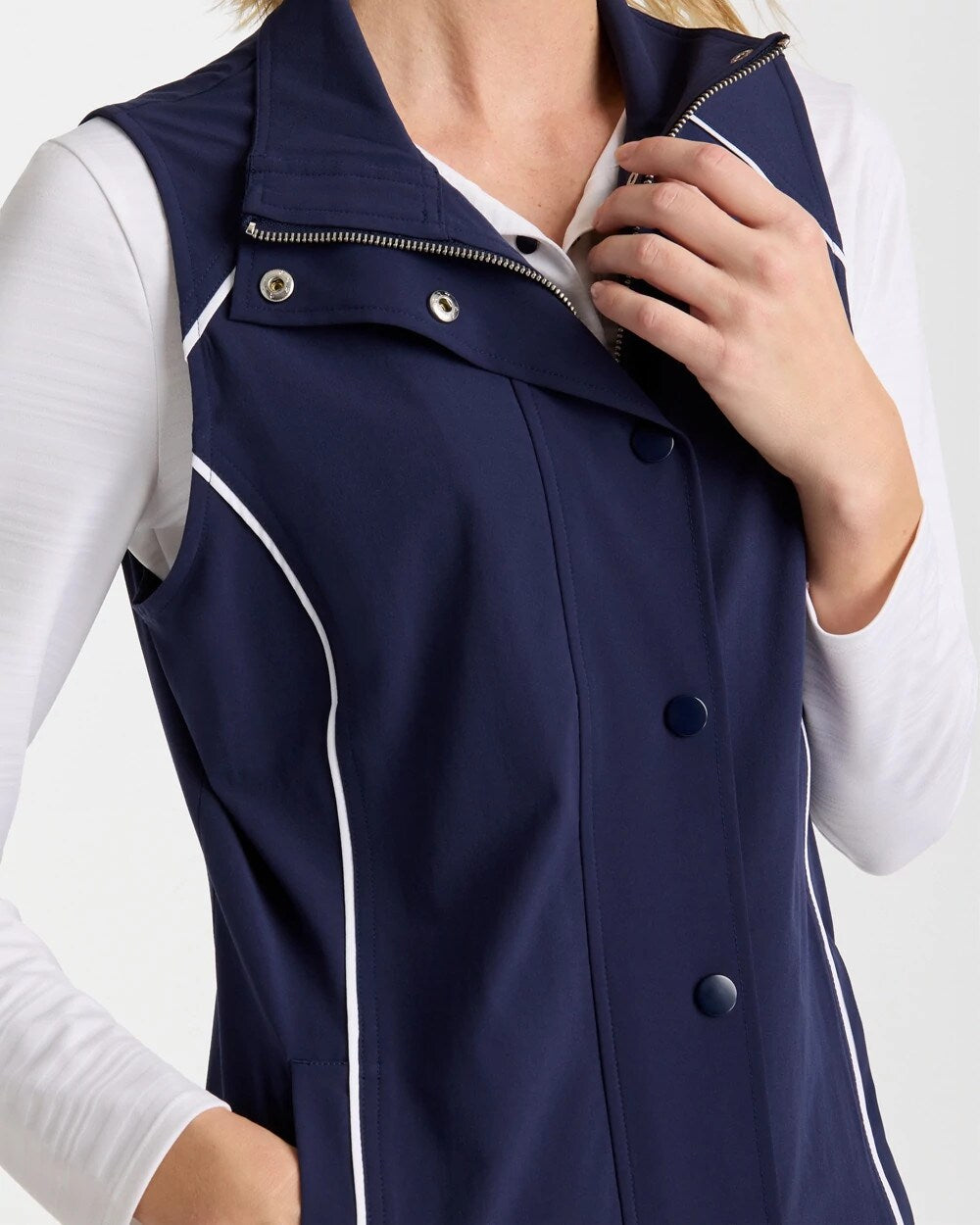 Zenergy® UPF Full Snap Vest Passport Blue - Chico's