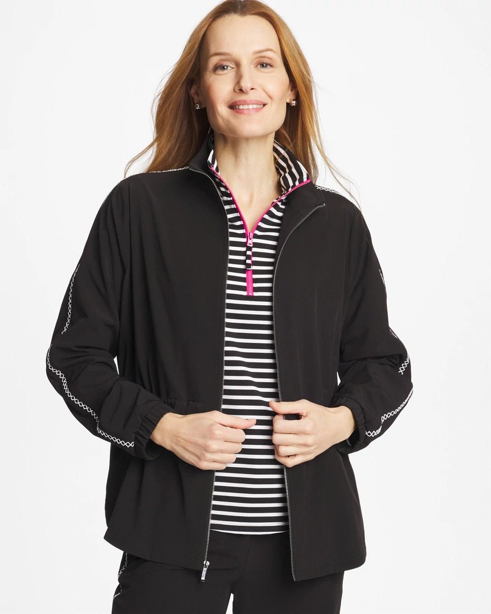 Zenergy® UPF Lattice-Trim Jacket Black - Chico's