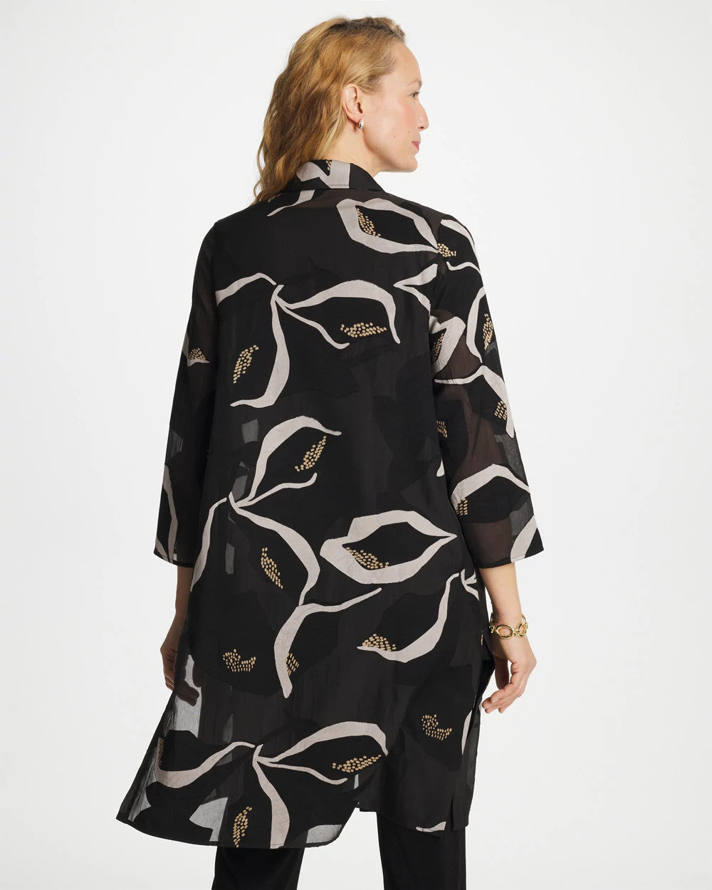 Travelers™ Collection Burnout Peace Lily Topper Travelers Black - Chico's